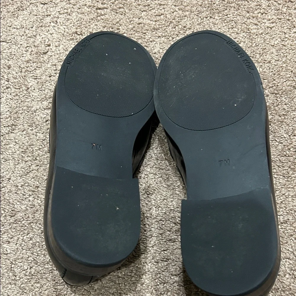 Michael Kors Black Patent Leather Loafers with Gold Plaque